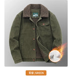 Riolio Winter Mens Jacket Warm Corduroy Jackets and Coats Fur Collar Winter Casual Coats Outwear Male Thermal Cotton Jacket Streetwear