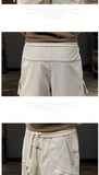 Riolio  Japanese Trendy Retro Versatile Loose Straight Workwear Five-point Casual Pants
