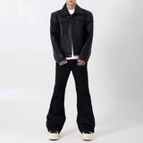 Riolio  Mens Pu Leather Motorcycle Grunge Slim Casual Pu Jacket Spring Streetwear Youth Campus Jacket Old Money Men'S Clothing New