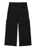 Riolio High street retro casual large pocket overalls men's and women's new summer high waist loose straight tube draped wide leg pants