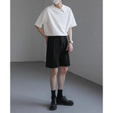 Riolio  Oblique Zipper Short-sleeved T-shirt for Men New Summer Fashion Trendy Brand Stylish Loose Round-neck Short-sleeved Shirt