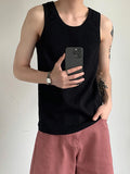 Riolio  Summer New Men's Ribbed Vest Loose Sleeveless Sports Base Layer