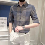 Riolio  Men's Summer Short Sleeve Shirt New Style Handsome and Trendy Mid Sleeve Casual Brand