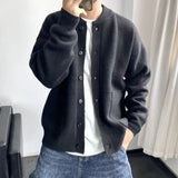 Riolio  European Size Knitted Cardigan Men's Autumn Winter Solid Color Sweater Jacket