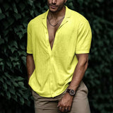 Men Clothing Summer New Shirts Fashion Streetwear Men Short Sleeve Soft Shirts Casual Turn-down Collar Camisas Hombre