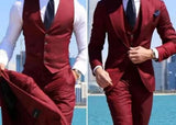 Riolio  Fashion Men Leisure Boutique Business Suits Solid Color Wedding Suit Formal Groom Tuxedos 3 Pcs Set Dress Blazer Vest Trousers