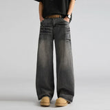 Riolio Mens Straight Loose Fit Vintage Distressed Jeans Rivet Decor Retro Denim Trousers Casual Fashion Wholesale Bulk Order Streetwear