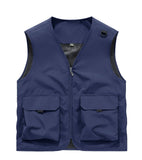 Riolio  Men Multi Pocket Utility Work Vest V Neck Full Zip Sleeveless Jacket Lightweight Outdoor Photography Fishing Cargo Waistcoat