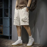 Riolio  Japanese Trendy Retro Versatile Loose Straight Workwear Five-point Casual Pants