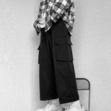 Riolio Fashion Brand Japanese Loose Straight Leg Workwear Pants for Men's Instagram Functional Hip-hop Wide Leg Cropped Casual Pants
