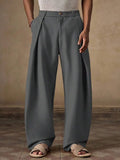 Riolio  Mens Casual Loose Pleated Wide Leg Chino Pants For Summer Autumn Daily Wear