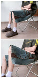 Riolio Mens Loose Fit Summer Denim Shorts Elastic Waist Washed Blue Side Personality Design Casual Comfortable Fashion Trendy Outdoor