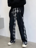 Riolio 2024 Fashion Elegant Plaid Splicing Design Casual Pants Men's Trendy High Street Original Straight Tube Trousers