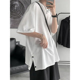 Riolio  Ice Silk T-shirt Men Short-sleeved Loose Summer Dress with Ice-sensing Half-sleeved Round Neck Top