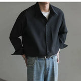 Riolio Spring Autumn New Fashion Turn-down Collar Long Sleeve Solid Blouse Men's Clothing Korean Loose Thin Button All-match Chic Shirt