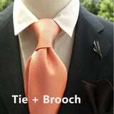 Riolio  2pcs Neck Tie Set Classic Solid Brown Green Neckties Casual Business Retro Ties Brooches Wedding Party Suit Accessories Cravat