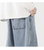 Riolio  Light Blue Baggy Jeans for Men Elastic Waist Relaxed Fit Wide Leg Trousers Street Fashion Hip Hop Cargo Pants Men Autumn
