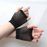 Riolio  2 Pair/set Black Ladies Sexy Gloves Mesh Net Fishnet Gloves Hollow Fingerless Gloves Night Club Lolita Costume Punk Mittens