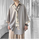 Riolio Spring Summer New Solid Color Short Sleeve Men's Clothing Loose Oversized Fashion Casual Lapel Single-breasted Youth Shirt