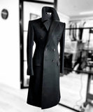 Riolio  Fashion Woolen Blend Coat Men Black Over Jacket Overcoat Double Breasted Long Plus Size Warm Formal Business