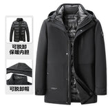 Riolio Two Pieces Men Winter Jacket Coat Long Style Parka Hooded Thick Cotton-padded Male Fashion Casual Padded Jacket Overcoat mens