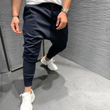 Riolio Men Clothing Men's Multi-pocket European and American Jogging Pants Fitness Leisure Slim Elastic Running Sports Pants