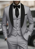 Riolio  Formal Elegant Man's Suit Peak Lapel 3-Piece Blazer Vest And Pants Tuxedo Suits for Men for Wedding Dress Evening Party