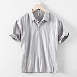 Riolio  Short-sleeve Linen Casual and Breathable Men's Shirt Versatile Summer Polo Shirt