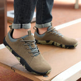 Riolio  Wide footed large-sized men's suede hiking shoes anti slip leather outdoor sports shoes camping running jogging  men's loafers