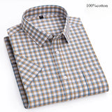 Riolio  Hight qulity summer 100%cotton thin short sleeve shirts for men slim fit formal shirt soft designer tops korean popular clothes