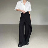 Riolio  Mens Spring Pants Double Layer Irregular Side Button Trousers Streetwear Trendy Personalized Casual Trousers Men'S Clothing