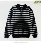 Riolio New American Trendy Men Polo Neck Sweaters Light Luxury Striped Knit Long Sleeve Pullover Tops High Quality Loose Knitwear M-3XL