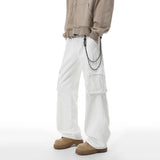 Riolio  White cargo Jeans Men New Baggy Large pocket Denim Pants Loose Street Style Fall Fashion High Quality Outdoor casual jeans