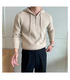 Riolio  New British Leisure Men's Hooded Sweater Trendy Zip-up Preppy Style Slim-fit Long Sleeve Hoodies Casual Vintage Warmth Knitwear