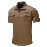 Riolio Mens Tactical Shirts Summer Work Cargo Shirts Quick Dry Casual Shirts Outdoor Army Military Shirts Short Sleeve Top Man Clothing