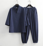 Riolio (Shirt + trousers) 2025 summer men shirt Man Cotton and linen shirts men's casual shirts men A set of clothes size M-5XL