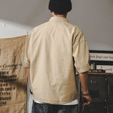 Riolio  American Casual Work Shirt Men Short-sleeved Summer Trendy Japanese Half-sleeved Cardigan Loose Jacket