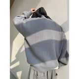 Riolio  Korean style trendy men and women retro contrasting color pullover sweater for couples loose and lazy casual Harajuku knitted