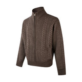 Riolio  New Japanese Retro Men Cardigan Jacket Winter Light Luxury Trendy Turtleneck Knit Zip-up Long Sleeve Sweater Coat Premium Outfit