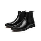 Riolio Chelsea Boots for Men Red Sole Pu Ankle Business Round Toe Slip-On Mens Boots Free Shipping Size 38-46 Men Shoes