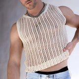 Riolio  Mens Vest Hollow Breathable Plain Jogging Tank Top Daily Loose Versatile Sports Gym Fitness Sleeveless T-Shirt Men'S Wear
