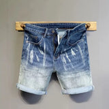 Riolio  New Summer Classic Fashion Retro Blue Denim Shorts Men's Casual Loose Straight Leg Stretch Sports High Quality Shorts 28-36
