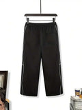 Riolio  Mens White Stripe Wide Leg Casual Pants Fall
