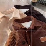 Riolio Autumn Winter Lambswool Shirt Jacket Men Warm Polo Neck Button Casual Pocket Vintage Fashion New Men Winter Jacket