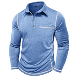 Riolio  New Autumn and Winter Men's Long-sleeved Polo Shirt European and American Lapel T-shirt American Top