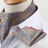 Riolio  Polyester Cravat Pocket Square Set Formal Necktie Handkerchief Ascot Self Tie Polka Dot Paisley Design Gentleman Necktie Gifts