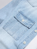 Riolio  Pure cotton washed blue denim shirt for men - loose fit, trendy, cardigan style, fashionable and casual top