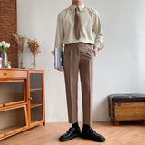 Riolio  Spring New Long-sleeved Shirt for Men's Business British Style Gentleman Korean Style Slim Fit Trendy Cardigan