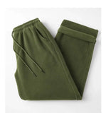 Riolio Double-sided Fleece! Retro Military Green Straight-leg Pants Women Loose Thickened Warm Drawstring Casual Wide-leg Pants Men