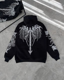 Riolio Gothic Punk Letter Print Oversized Sweatshirt American Retro Pattern Casual Hoodie Men High Street Trendy Brand Clothing Women